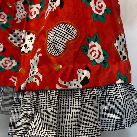 Mayfair Kids Red Dalmatian Dog Rose Plaid Collar Ruffle Dress‎ Sears  2T VTG NEW - Picture 3 of 8